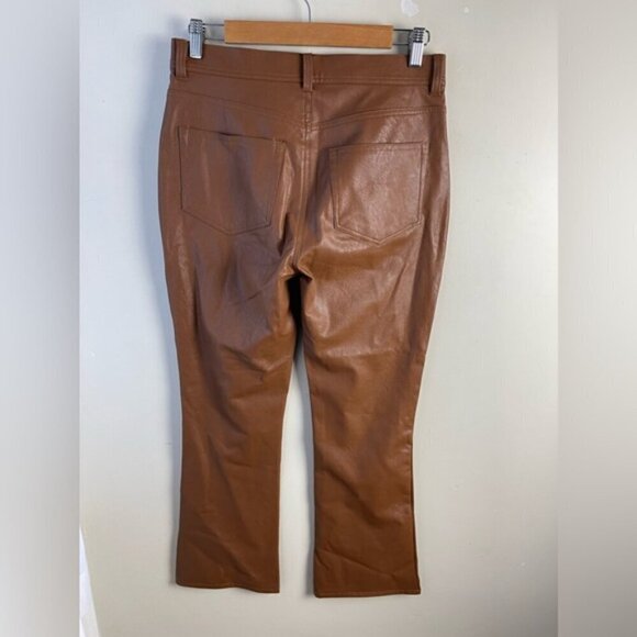 Paige Claudine Ankle Flare Jeans Faux Leather in Dark Argan size 28 NWOT - Picture 6 of 15